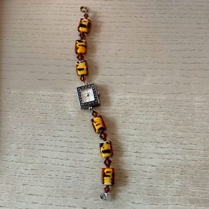 Genova Quartz Women’s Watch Tiger Stripe Bead Band